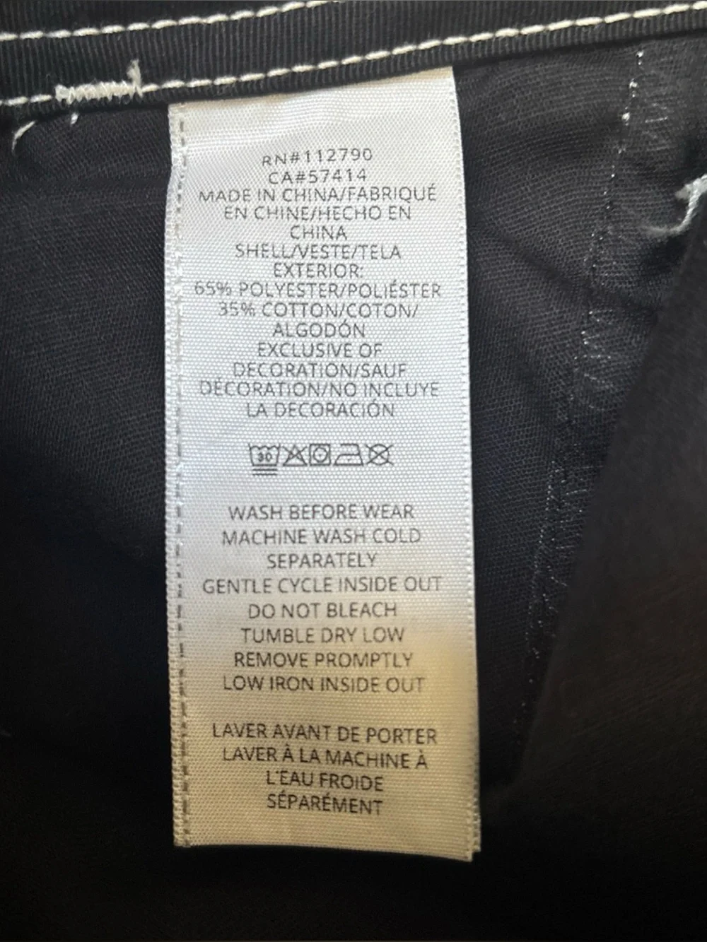 True Religion Black Cargo Pants with White Contrast Stitching